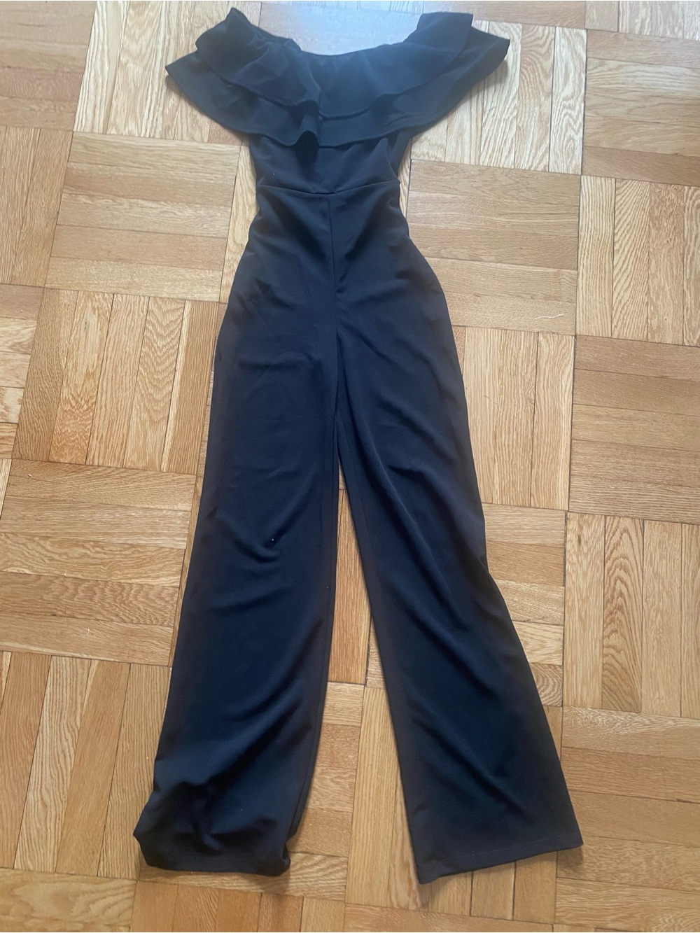 Off-Shoulder Black Wide-Leg Jumpsuit